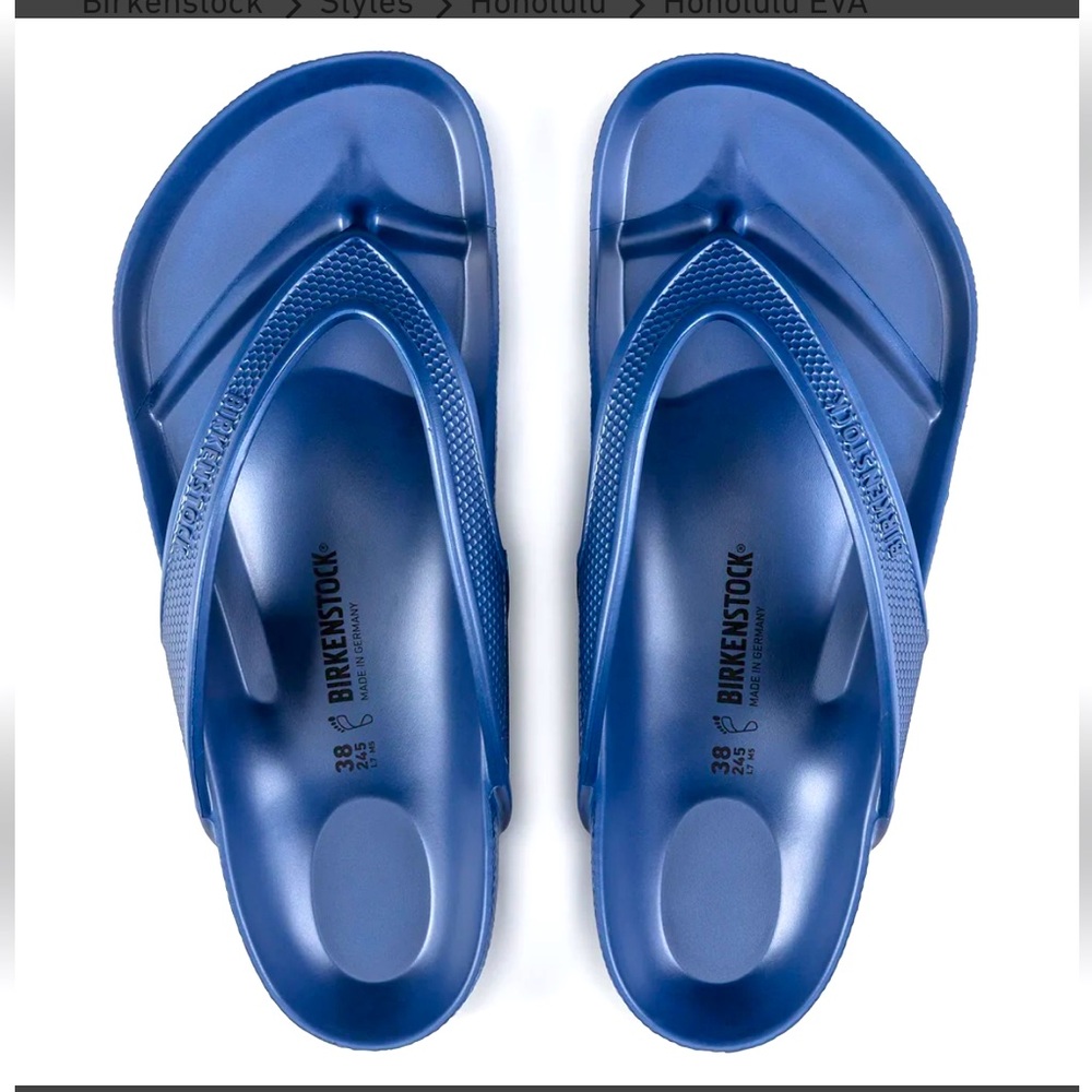 NWT Men’s Birkenstock Honolulu Eva Navy and Gold size EU 45 (US 12-12.5)